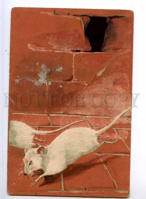 244304 White Running MOUSE Mice Vintage PFB #2321 Embossed PC