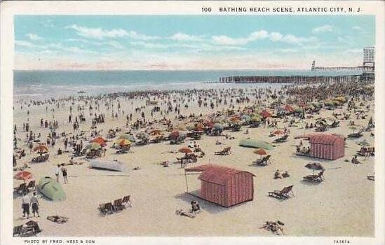 New Jersey Atlantic City Bathing Beach Scene