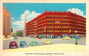 SYRACUSE, NY  New York    THE YATES HOTEL  Roadside   40's Cars   1964 Postcard