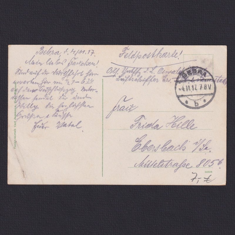 GERMANY 1917, Postcard, Bebra Railway station, Feldpost, Used