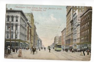 Postcard Washington Street Looking East from Meridian St Indianapolis IN 1909