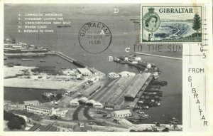 Gibraltar, Aerial View Harbour (1959) Postcard