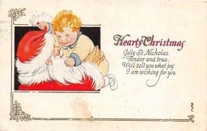B77/ Santa Claus Merry Christmas Holiday Postcard 1926 Limaville Ohio Tug Hat 5