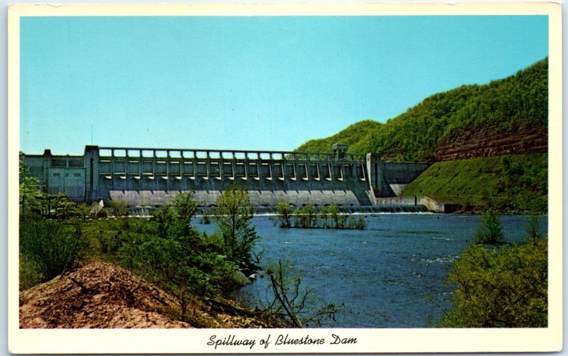 Postcard Spillway Of Bluestone Dam West Virginia United States