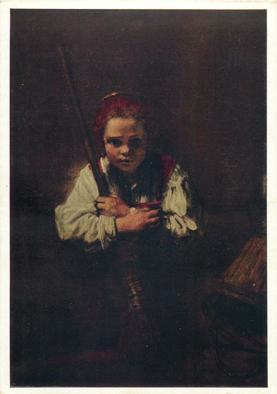 art signed Postcard Portrait of a boy by Rembrandt