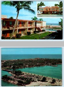 2 Postcards RIVIERA BEACH, Florida FL ~ Roadside Motel KEY COVE & Aerial View