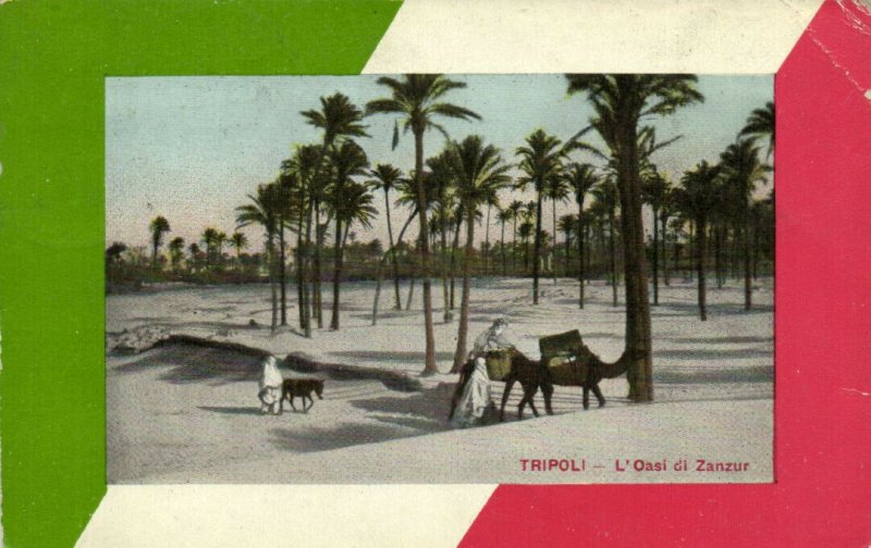 PC LIBYA, TRIPOLI, L'OASI DI ZANZUR, Vintage Postcard (b40058)