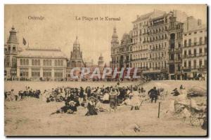 Old Postcard Belgium Ostend Beach and the Kursaal