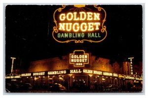 Golden Nugget Casino Night View Las Vegas NV Nevada UNP Chrome Postcard V4