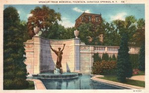 Saratoga Springs New York 1935 Spencer Trask Memorial Fountain Vintage Postcard