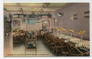 Mitchell's Colonial Dining Room Interior Litchfield Connecticut linen postcard