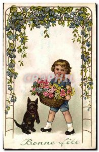 Postcard Old Dogs Dog Child