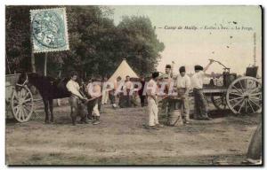 Old Postcard Militaria Camp of Mailly Schools in the fire Blacksmith Forge