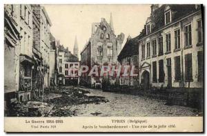 Old Postcard Ypres After Bombing a street of the pretty cites Army