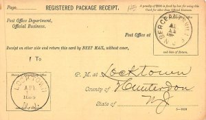 Registered Package Receipt Mail Related 1889 PU missing stamp 