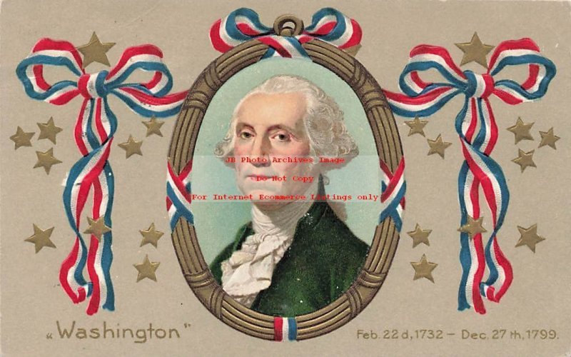 George Washington's Birthday, Winsch, Patriotic Ribbon, Oval Frame