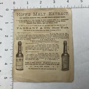 RARE Tarrant's Effervescent Seltzer Aperient ADVERTISING HOFFS MALT TRADE CARD  