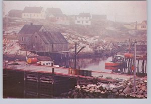 Fog, Peggy's Cove, Nova Scotia, Chrome Postcard