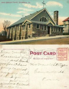 STROUDSBURG PA CHRIST EPISCOPAL CHURCH 1912 ANTIQUE POSTCARD