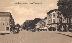 West Waterloo New York Main Street, Looking West Autos & Trolley PC U3265