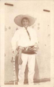 D85/ Foreign Postcard Tijuana Nogales? Mexico RPPC c1920s Tourist Hat Cane
