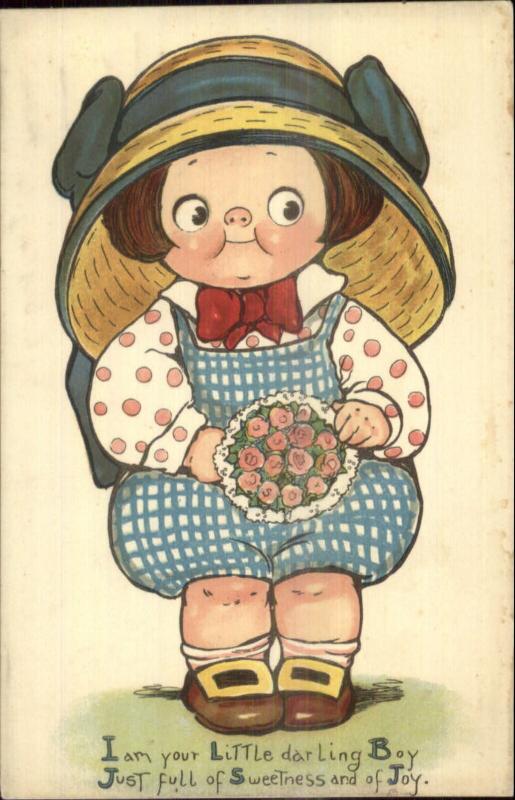 Drayton Weiderseim TUCK Bright Eyes Little Darling Boy Flowers & Big Hat PC