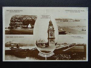 Tyne & Wear SOUTH SHIELDS  5 Image Multiview c1920s RP Postcard