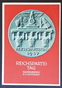 GERMANY THIRD 3rd REICH ORIGINAL CARD NSDAP NÜRNBERG RALLY 1937 SPECIAL CANCEL