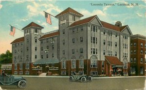 Automobiles Laconia Tavern New Hampshire Teich Postcard Flags 20-5476