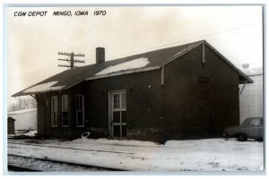 c1970 CGW Depot Mingo Iowa IA Railroad Train Depot Station RPPC Photo Postcard