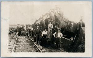 SOLDIER IA TRAIN WRECK C. & N.W. CO ANTIQUE REAL PHOTO POSTCARD RPPC RAILROAD