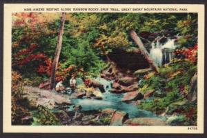 Hiker's Rainbow Rocky Spur Trail,Great Smokey Postcard 