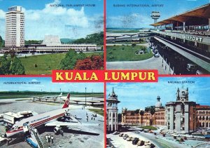 VINTAGE POSTCARD CONTINENTAL SIZE MULTIPLE IMAGES OF KUALA LUMPUR MALAYSIA 1970s