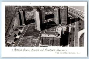 Chicago IL Postcard RPPC Photo Gardner General Hospital Apartment Skyscrapers