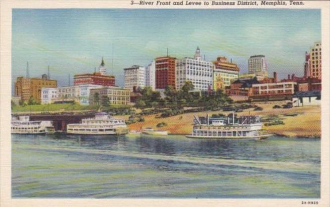 Tennessee Memphis River Front and Levee To Business District Curteich