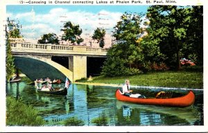 Minnesota St Paul Phalen Park Canoeing In Channel Connecting The Lakes 1933