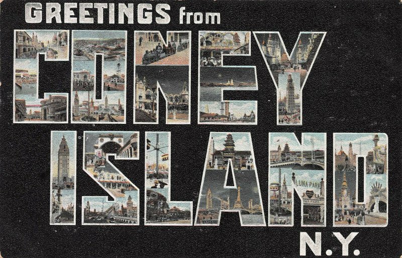 Greetings From Coney Island, Brooklyn, New York, Early Postcard, Unused