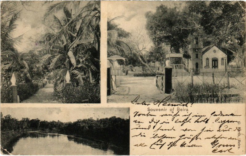 PC CPA MOZAMBIQUE, SOUVENIR OF BEIRA, VINTAGE POSTCARD (b20752)