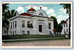 Iowa Falls Iowa IA Postcard Carnegie Ellsworth Library Exterior Building c1920