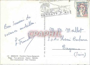 Modern Postcard Frontiere Franco Hendaye Spanish Beach view Generale Casino B...