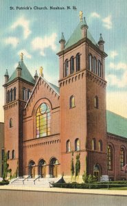 Vintage Postcard 1930's St. Patrick's Church Nashua New Hampshire F.P. Trow News