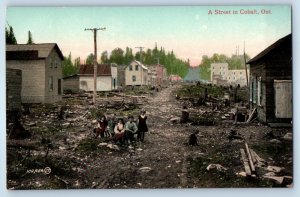 1910 Cobalt Ontario Canada Vintage Postcard Street Children Houses Unposted