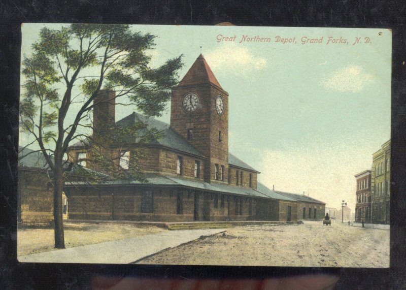 GRAND FORKS NORTH DAKOTA ND RAILROAD DEPOT TRAIN STATION VINTAGE POSTCARD