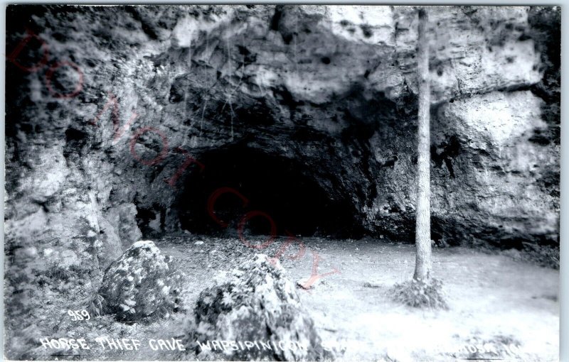 c1950s Anamosa, IA RPPC Horse Thief Cave Wapsipinicon State Park Wapsi PC A107