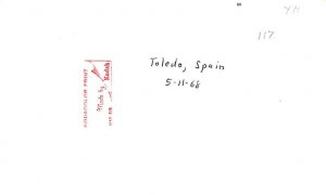 Toldeo Spain Non Postcard Backing 