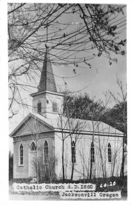 RPPC Catholic Church, Jacksonville, Oregon Jackson County 1950s Vintage Postcard
