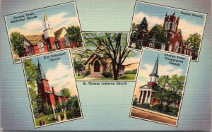 Multi Views Charlestown WV Churches Vintage Postcard O71