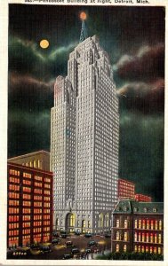 Michigan Detroit Penobscot Building At Night