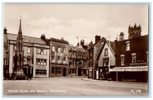 c1920's Market Cross and Square Glastonbury Somerset England RPPC Photo Postcard