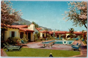1950s Orchid Tree Inn Palm Springs, CA Cortyard Pool Postcard F223